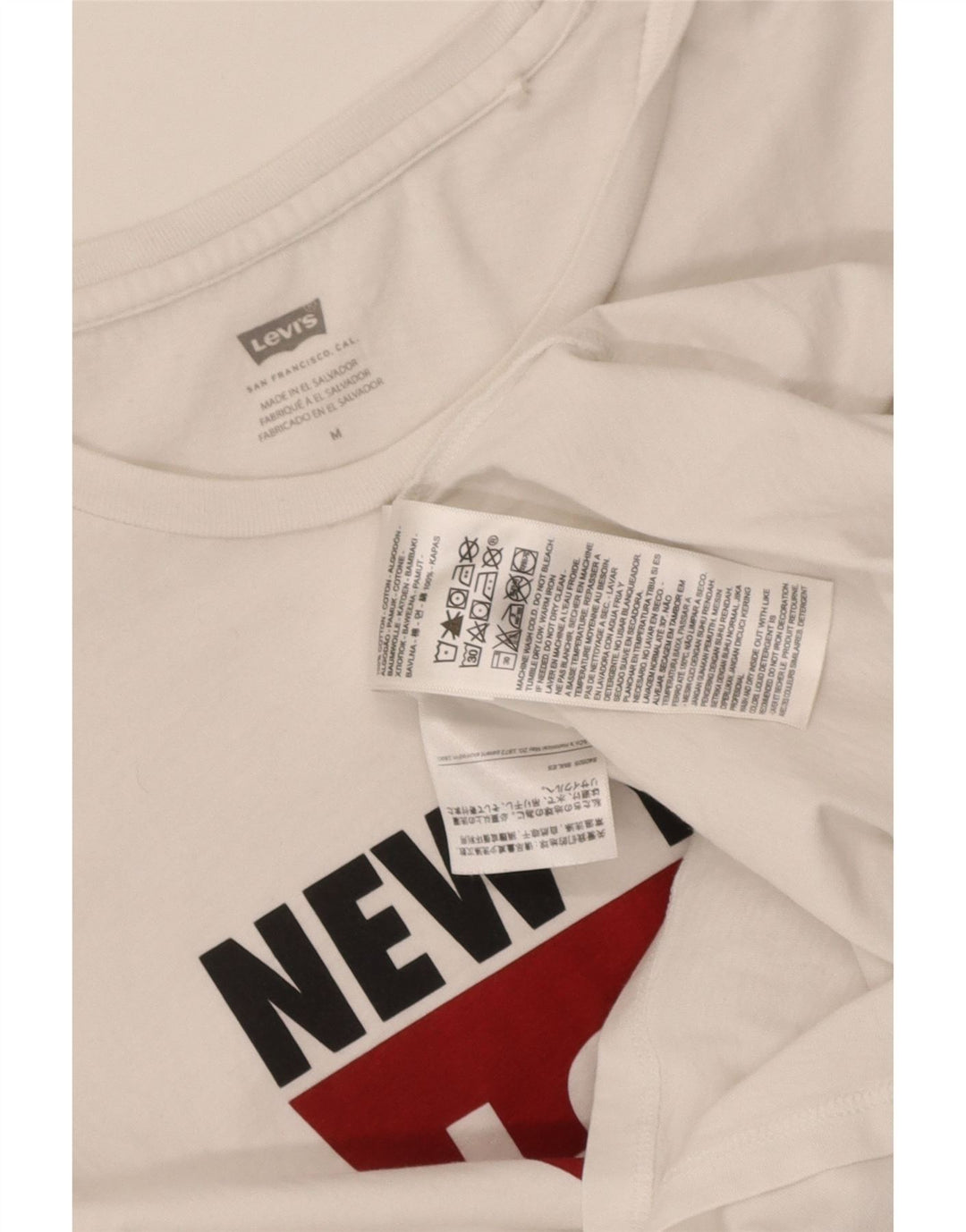 Camiseta feminina gráfica Levi's Top UK 12 algodão branco médio