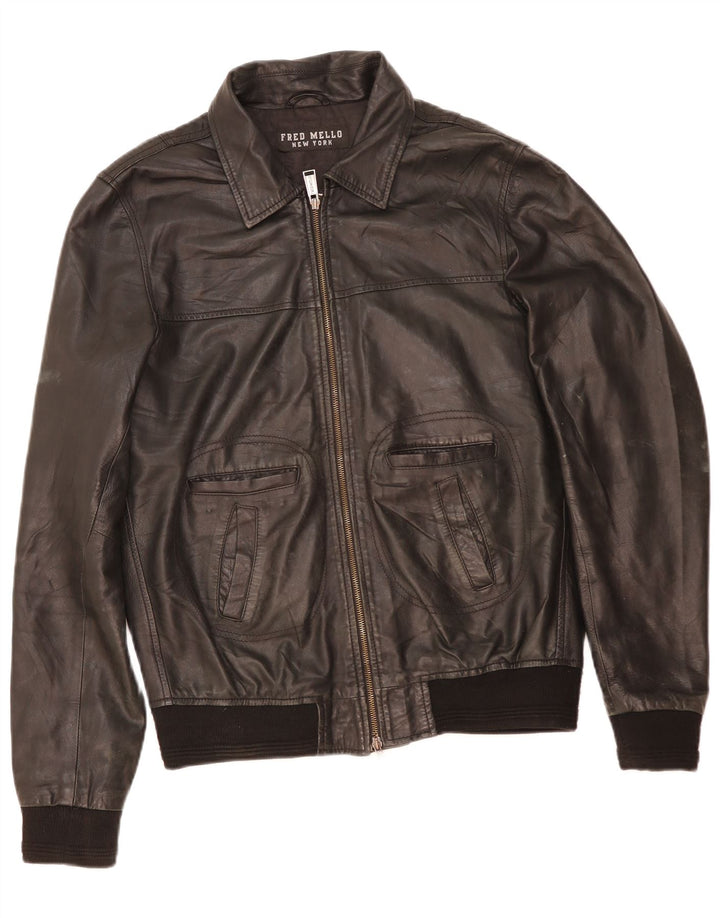 Jaqueta de couro feminina Fred Mello Reino Unido 20 2XL couro preto