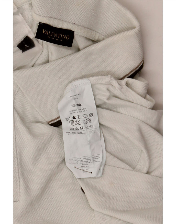 Camisa polo masculina VALENTINO grande algodão branco