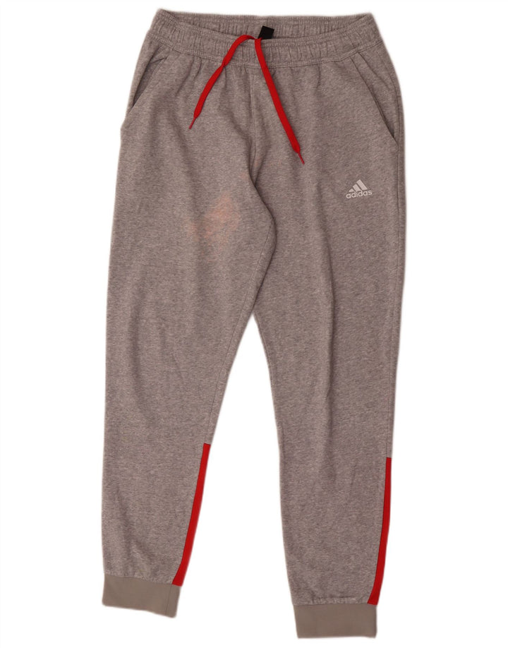 Calça de treino masculina Adidas Joggers cinza médio algodão colorblock