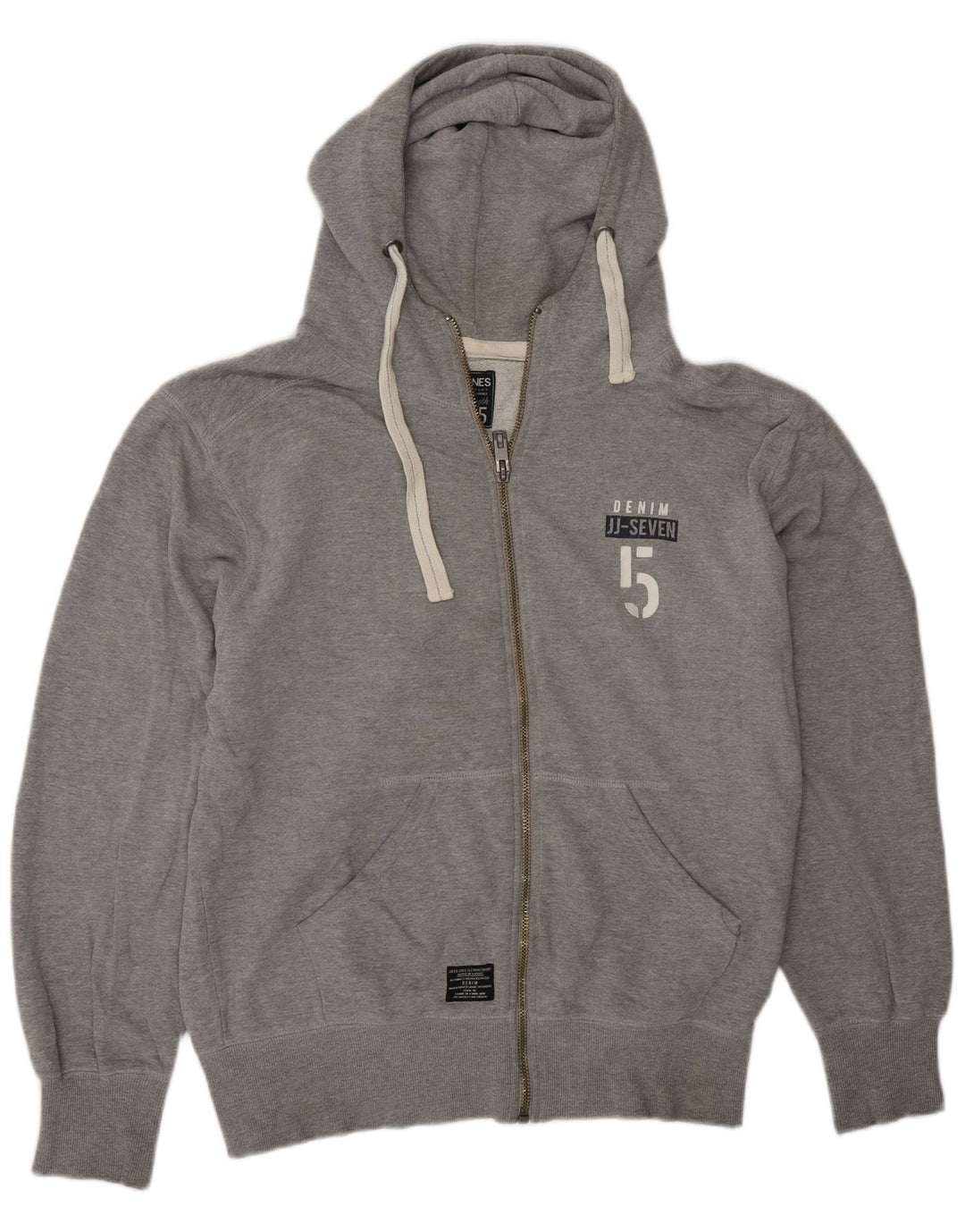 Suéter masculino com capuz e zíper gráfico Jack & Jones XL cinza