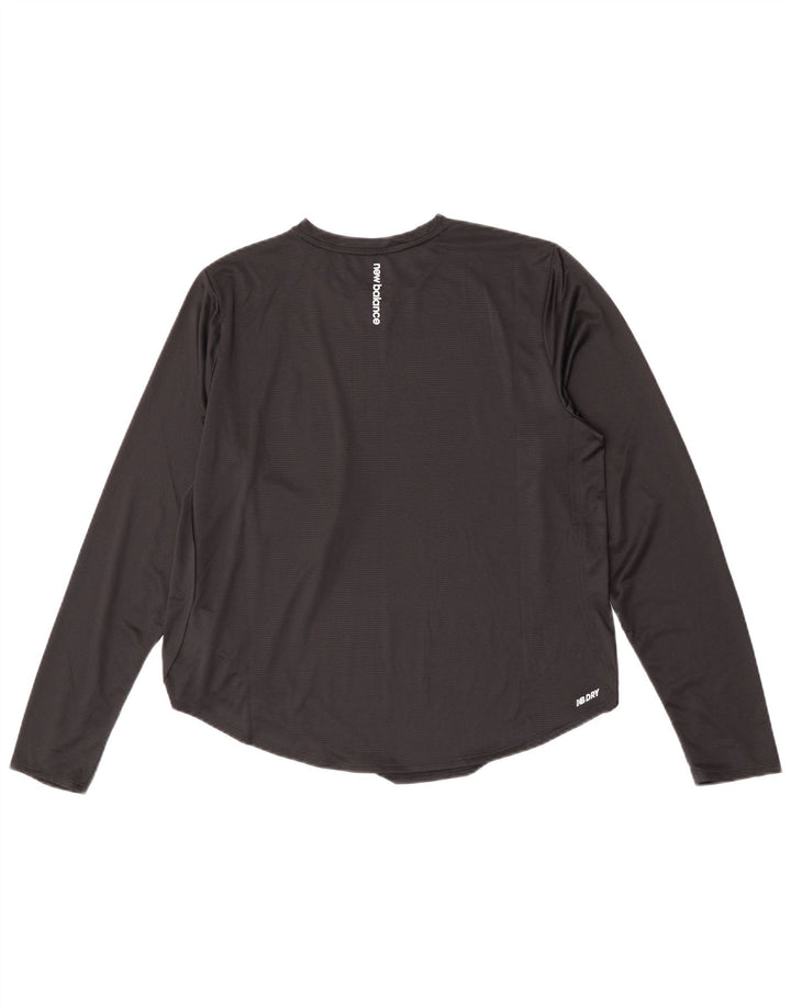 Top feminino New Balance manga comprida UK 16 grande poliéster preto