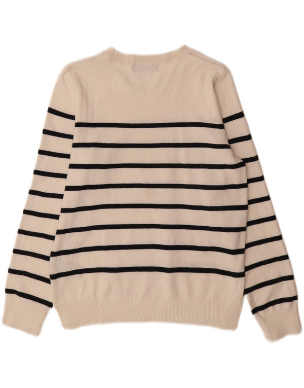 Suéter feminino Marks & Spencer com gola canoa e listrado branco médio UK 12