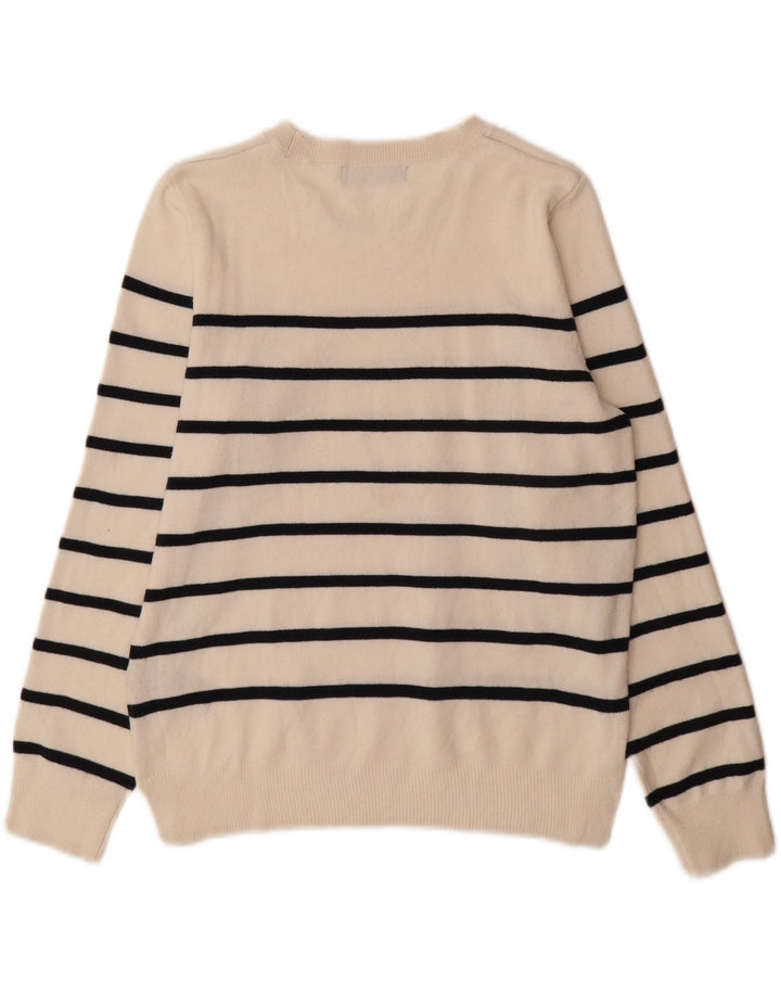 Suéter feminino Marks & Spencer com gola canoa e listrado branco médio UK 12
