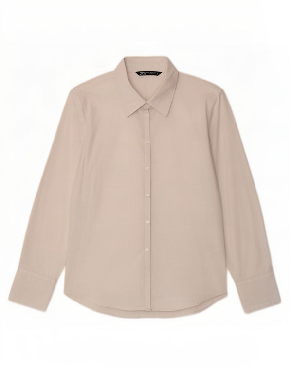 Camisa feminina Zara UK 20 2XL algodão branco