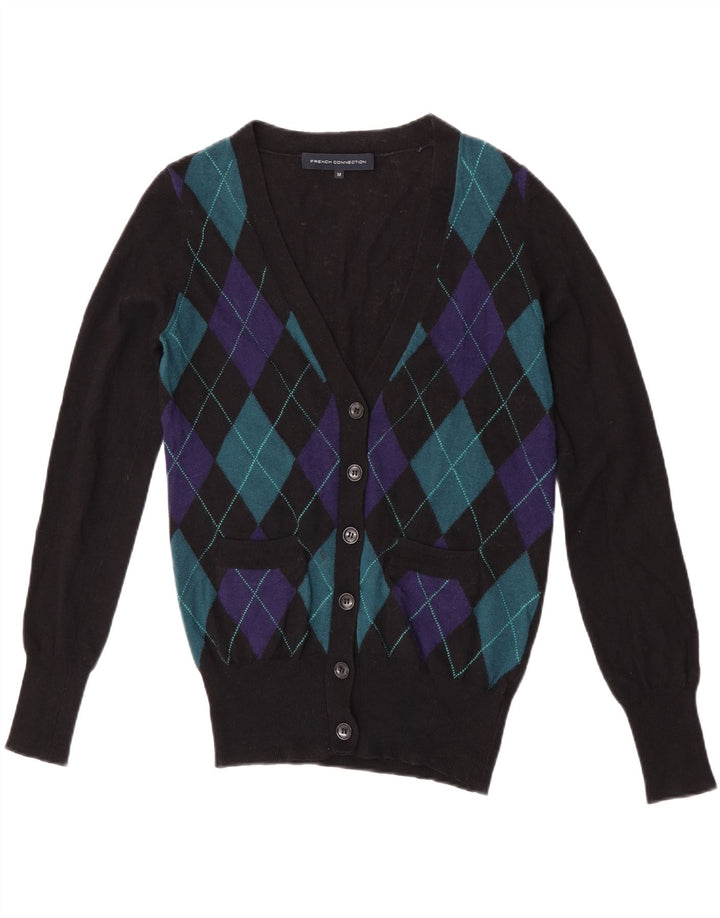Suéter Cardigan Feminino French Connection Reino Unido 14 Médio Preto Argyle/Diamante