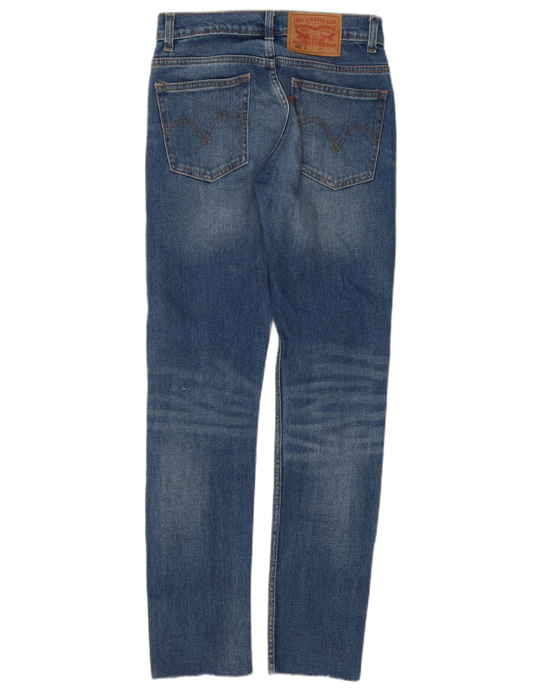 Calça jeans feminina Levi's 505 Straight W25 L30 azul algodão