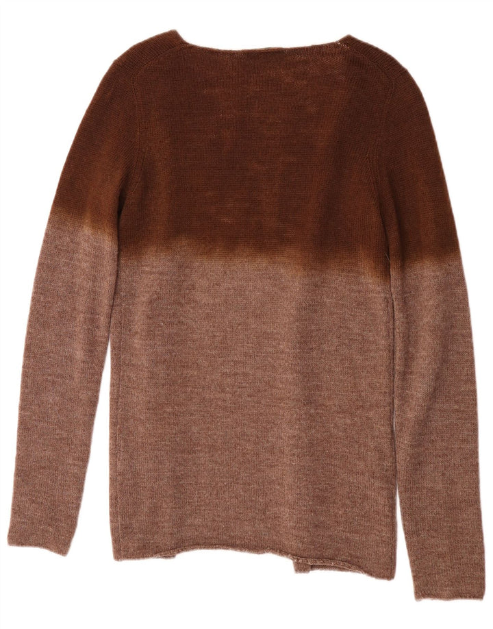 Cardigã feminino Prada IT 42 marrom médio colorblock lã alpaca