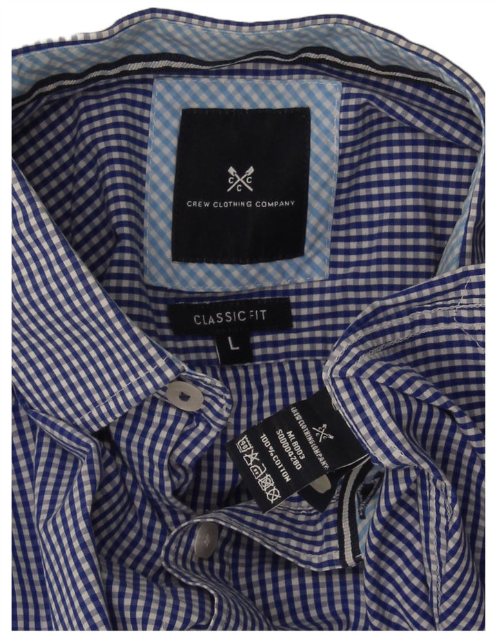 Crew Clothing Camisa masculina clássica de ajuste grande algodão guingão azul