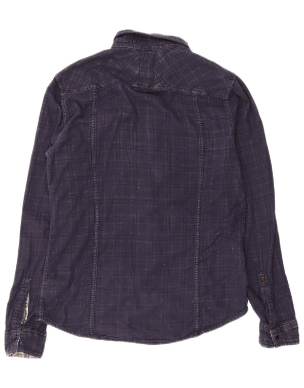 Camisa masculina Guess tamanho 36 pequeno algodão xadrez azul marinho