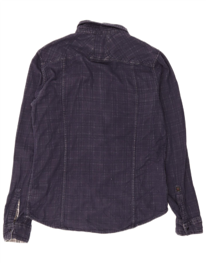 Camisa masculina Guess tamanho 36 pequeno algodão xadrez azul marinho