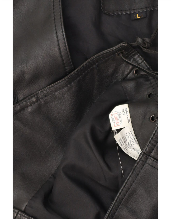 Colete de couro masculino LOUIS grande couro preto