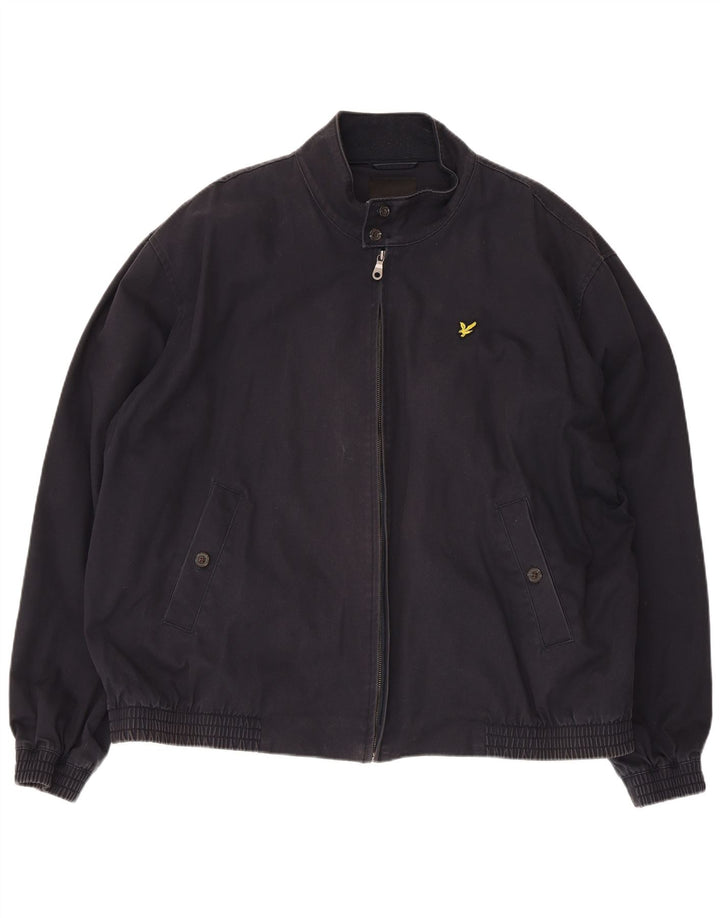 Jaqueta bomber masculina Lyle & Scott Reino Unido 44 2XL algodão azul marinho