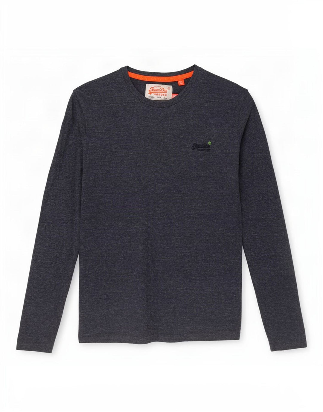 Top masculino Superdry manga comprida pequeno algodão manchado azul marinho