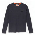 Top masculino Superdry manga comprida pequeno algodão manchado azul marinho