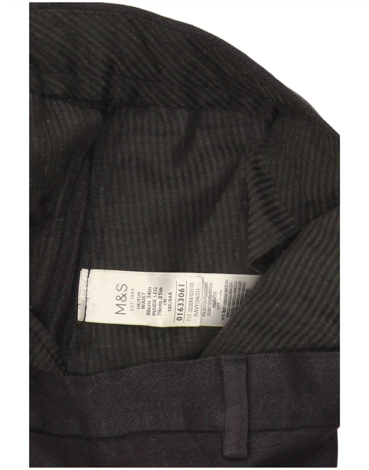Calça casual masculina Marks & Spencer de ajuste regular W34 L31 azul marinho