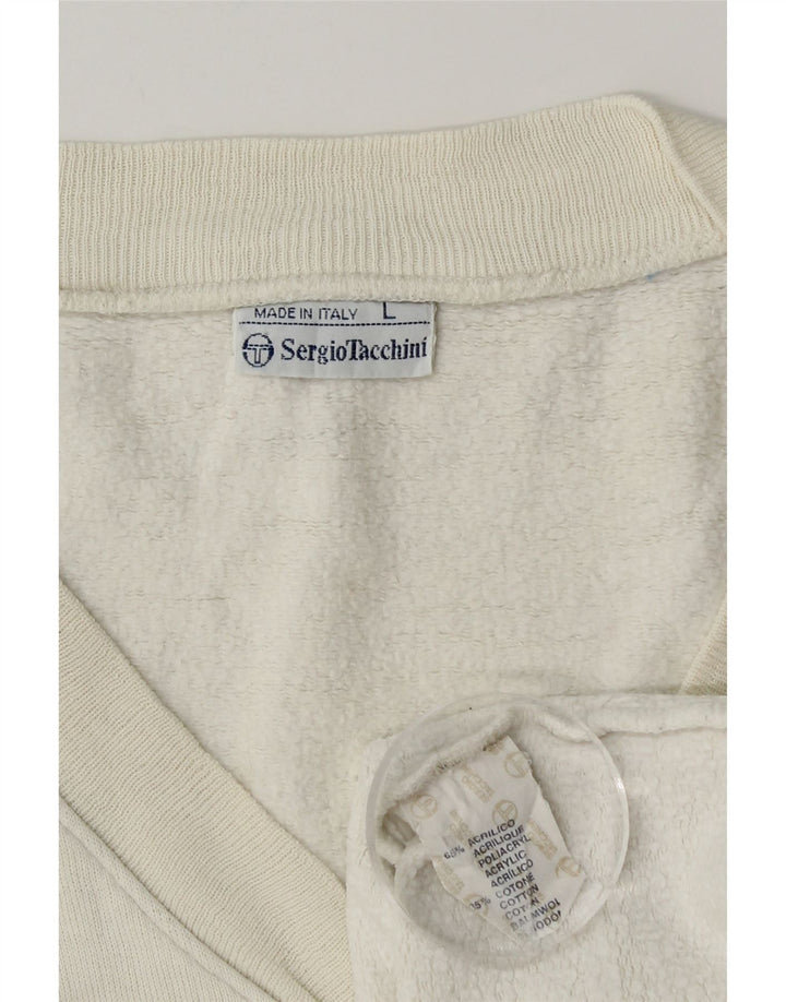 Sergio Tacchini moletom masculino sem mangas jumper grande bloco colorido branco