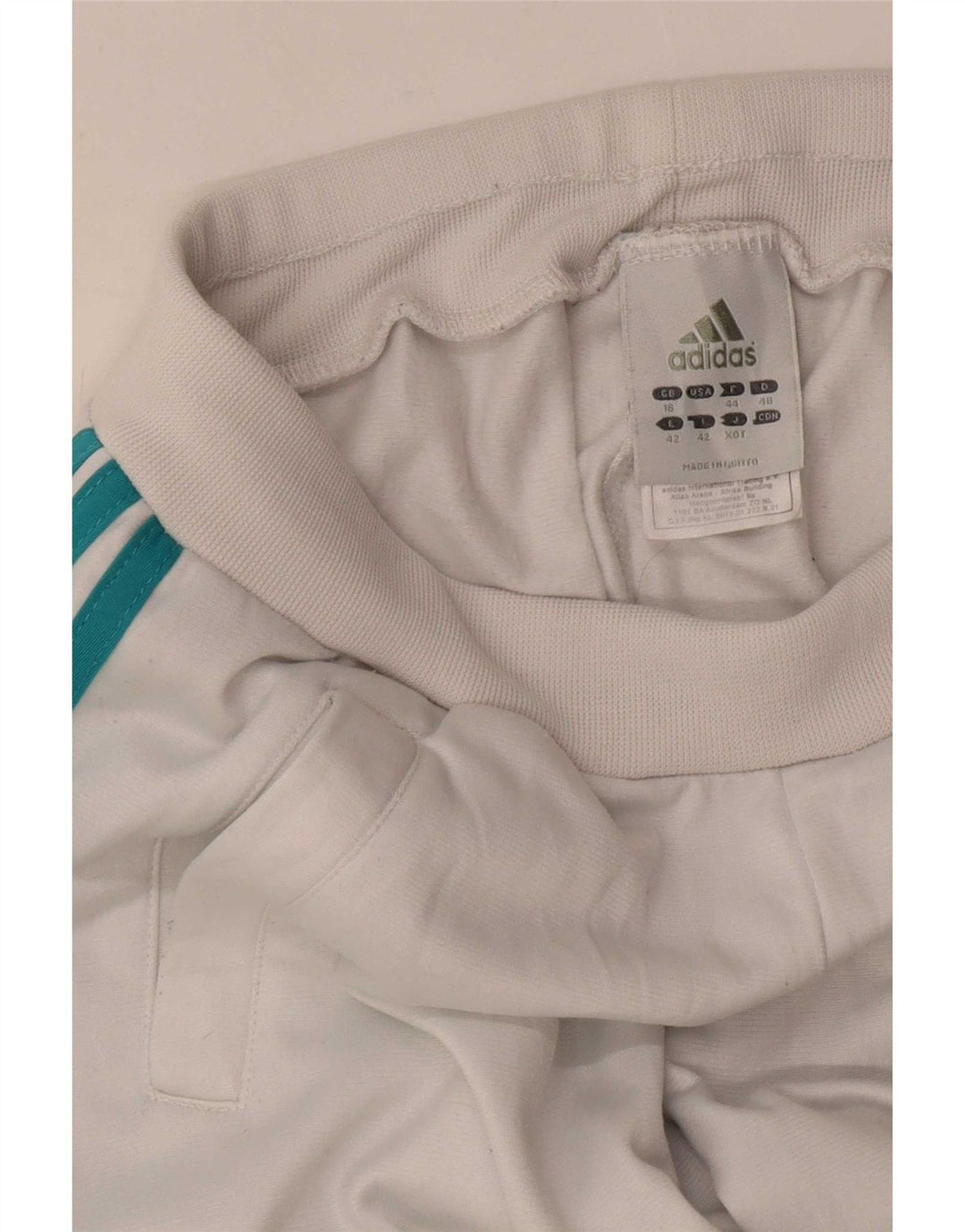 Calça de treino feminina Adidas Joggers UK 16 grande poliéster branco