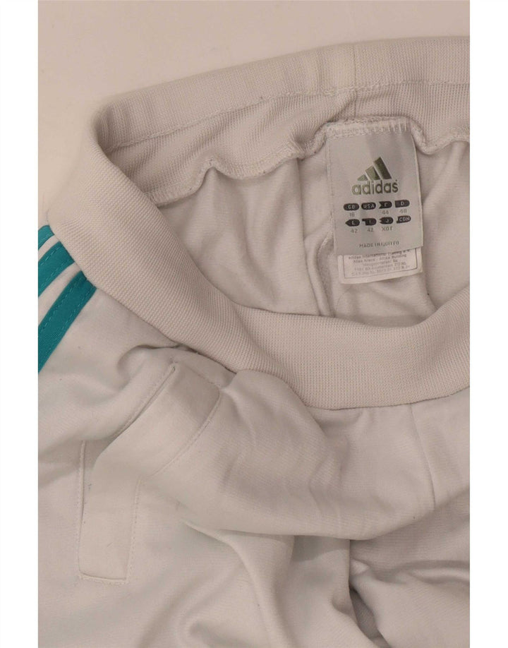 Calça de treino feminina Adidas Joggers UK 16 grande poliéster branco