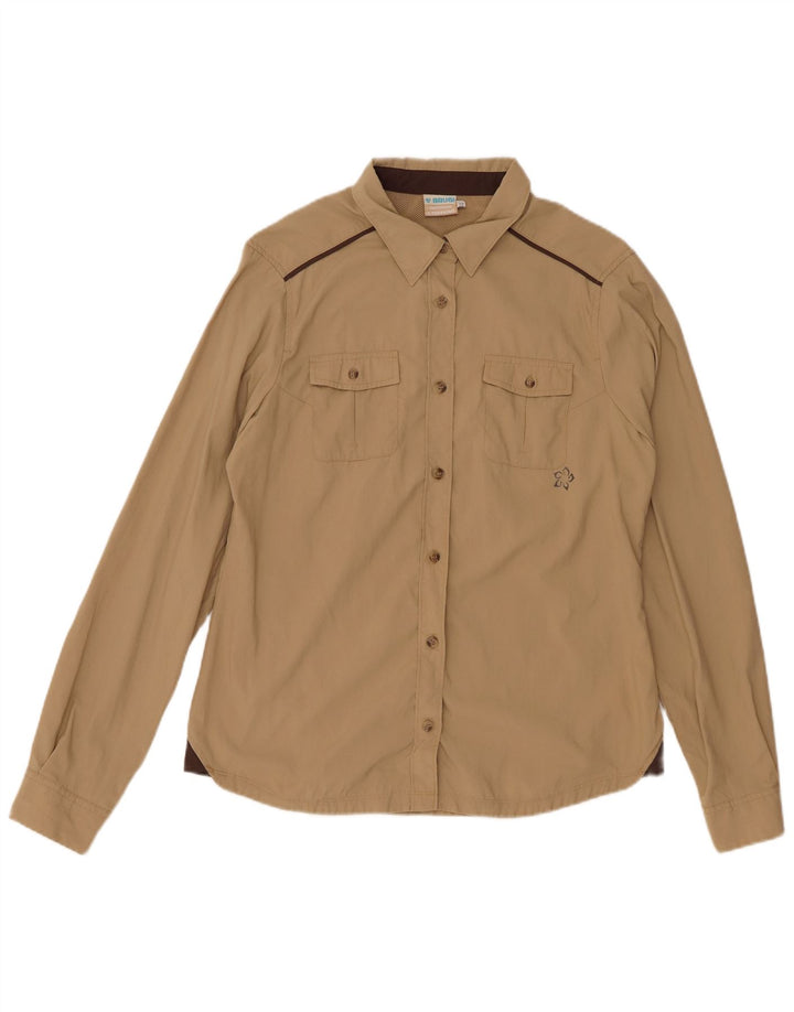 Camisa feminina BRUGI UK 16 grande poliamida bege