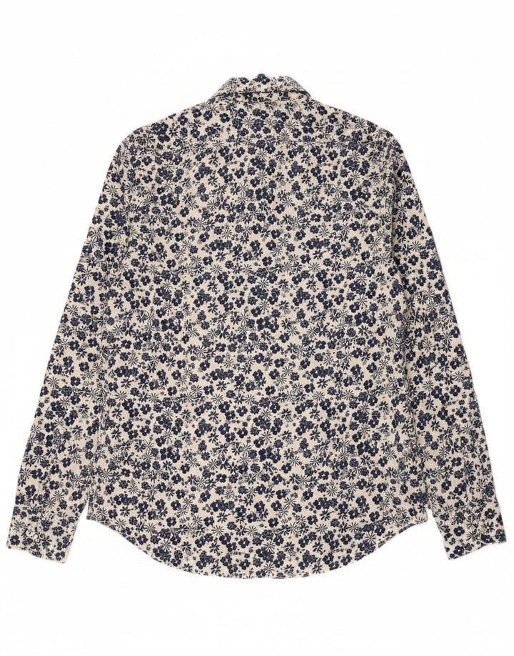 Camisa masculina MASSIMO DUTTI pequena azul floral algodão