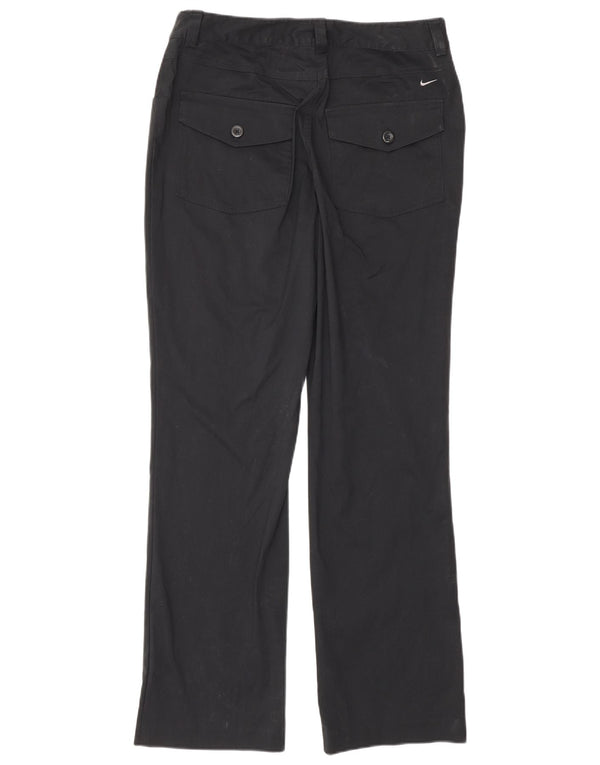 Calças casuais retas femininas Nike UK 10 pequenas W32 L30 algodão preto
