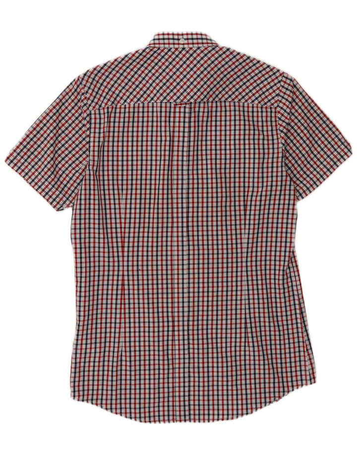 Ben Sherman Camisa masculina exclusiva de manga curta pequena xadrez multicolorida