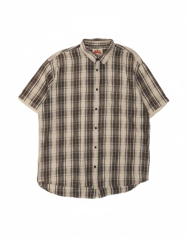 Camisa masculina estampada de manga curta TOM TAILOR 2XL algodão xadrez cinza