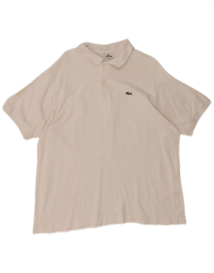 Camisa polo masculina Lacoste tamanho 7 2XL algodão branco