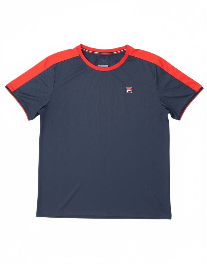 Fila Camiseta masculina Top 2XL Azul marinho Colourblock Poliéster