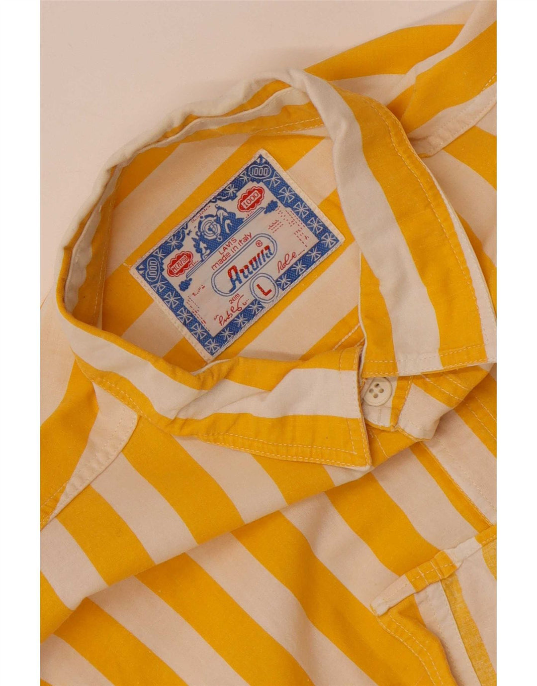 Camisa masculina vintage grande listrada amarela