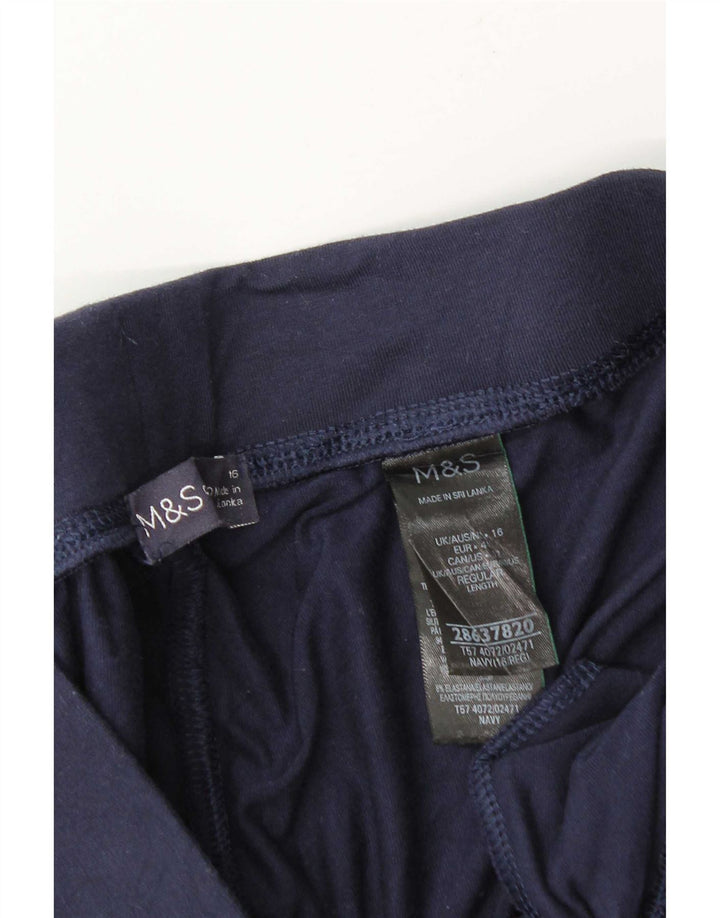 Calça de treino feminina Marks & Spencer Reino Unido 16 grande viscose azul marinho