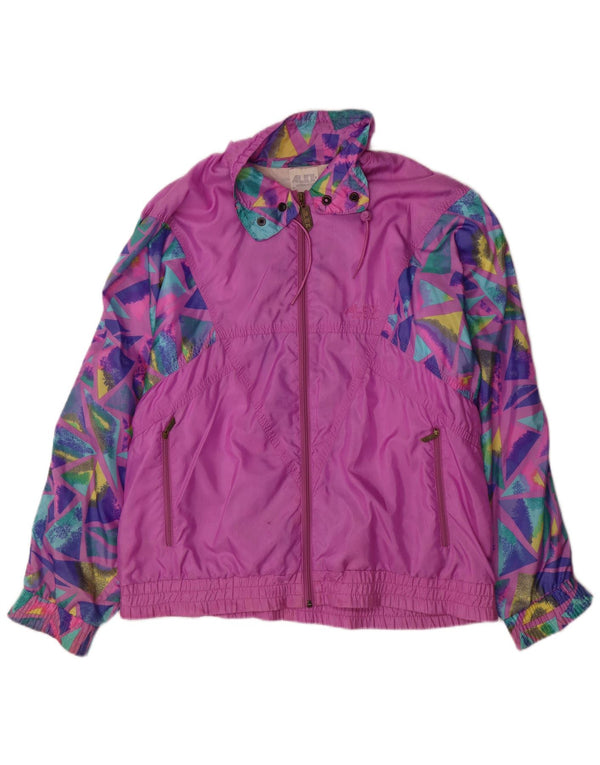 ALEX Womens Oversized Tracksuit Top Jacket UK 6 XS Roxo Geométrico