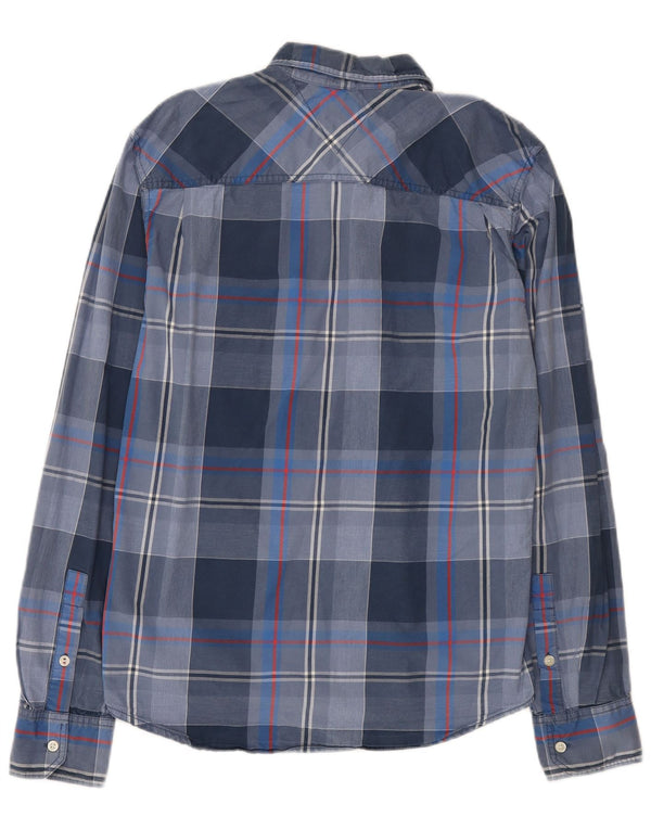 Camisa masculina Tommy Hilfiger grande algodão xadrez azul