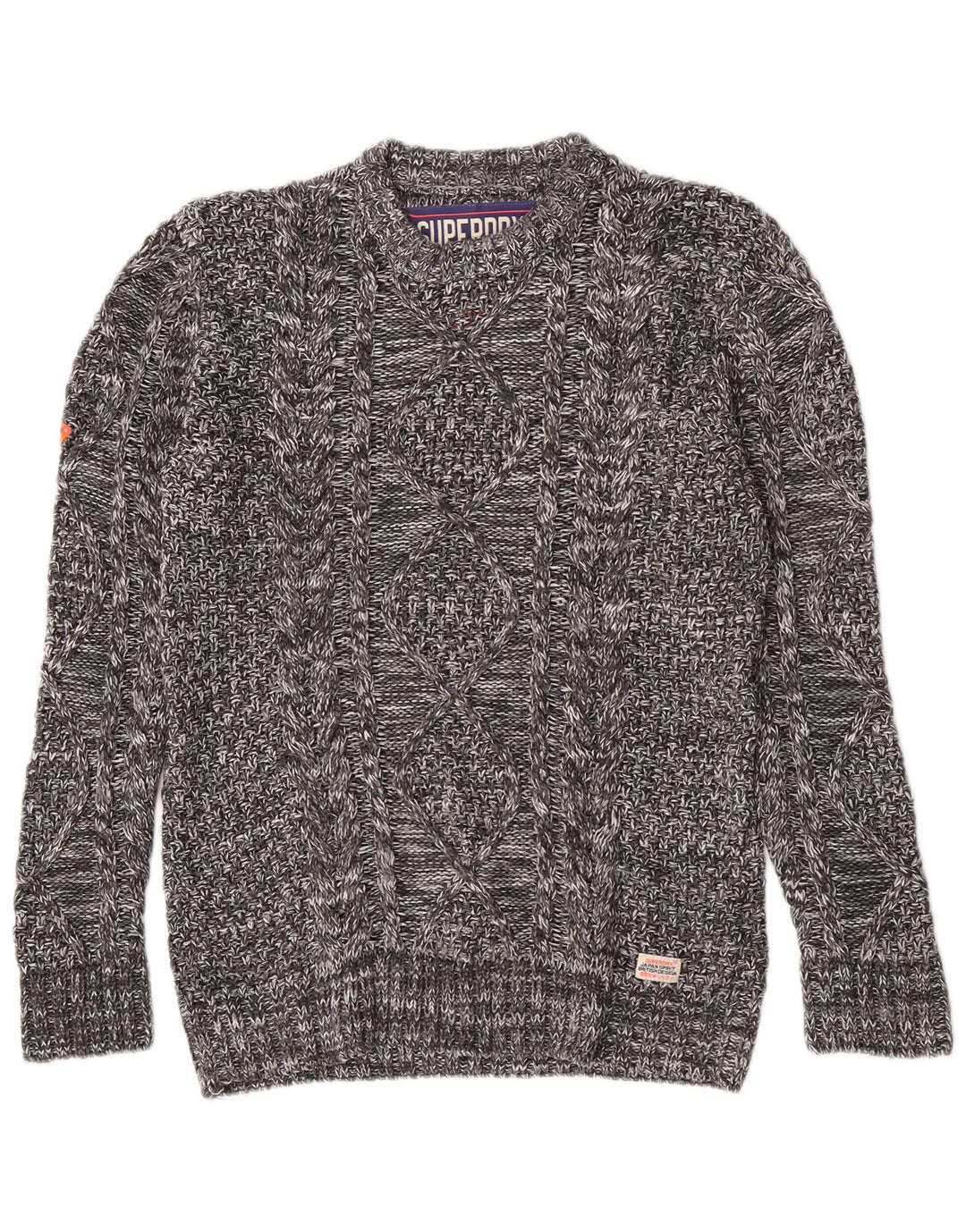 Suéter masculino Superdry com gola redonda e acrílico manchado cinza médio inverno