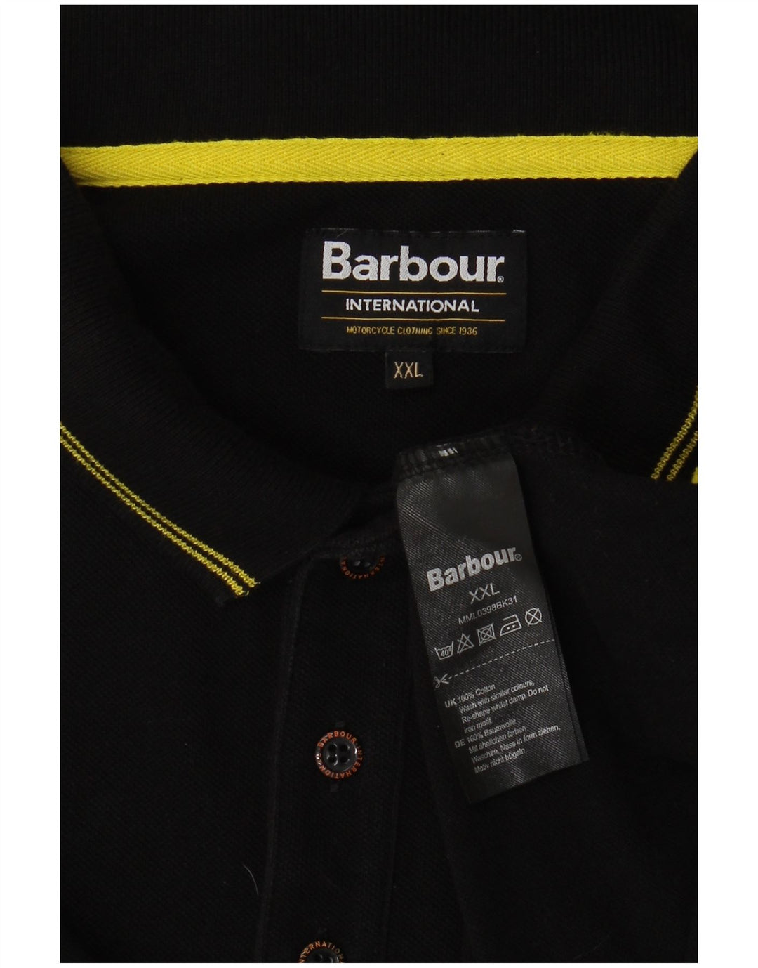 Camisa polo masculina BARBOUR 2XL algodão preto