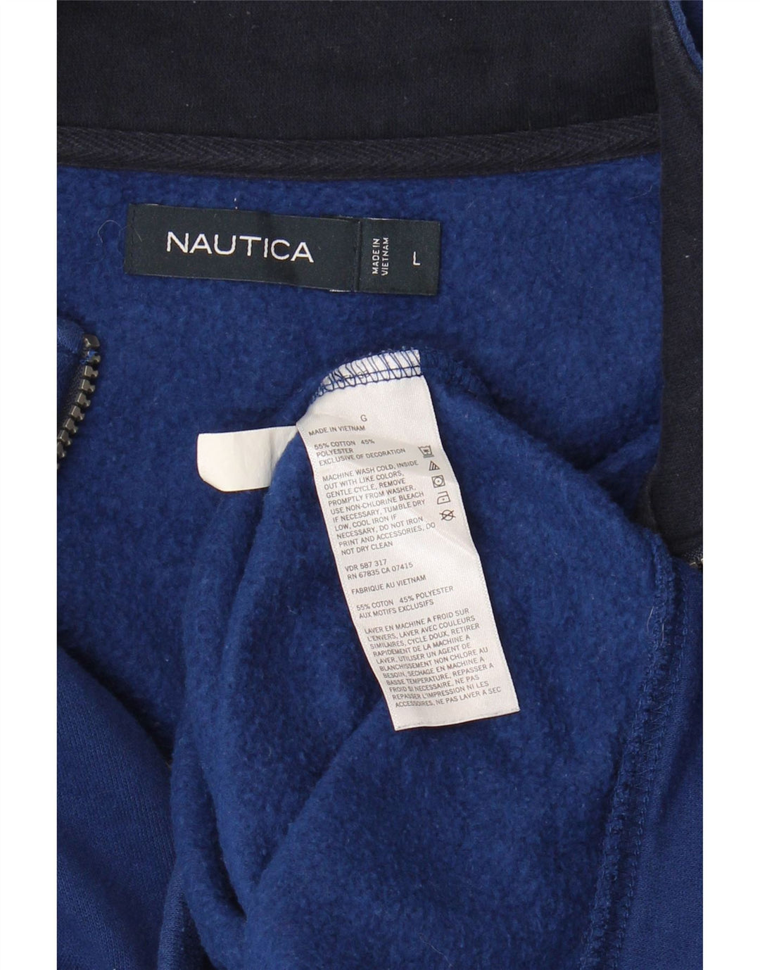 NAUTICA Mens Oversized Zip Neck Sweatshirt Jumper Large Blue Cotton Vintage Nautica and Second-Hand Nautica from Messina Hembry 