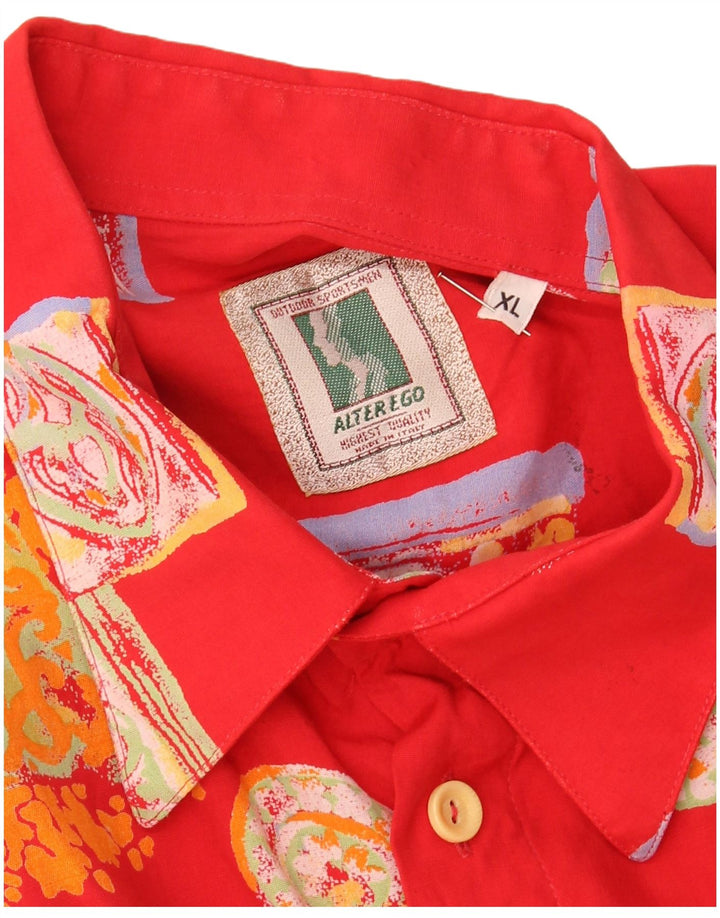 ALTER EGO Camisa masculina de manga curta XL patchwork vermelho