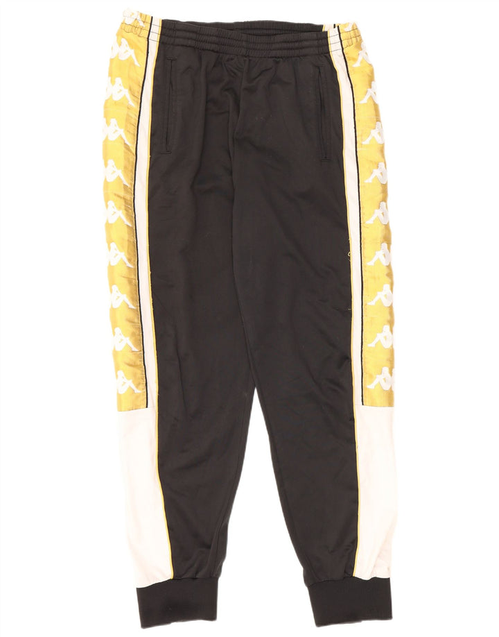 KAPPA Calça de treino masculina gráfica Joggers grande bloco colorido preto