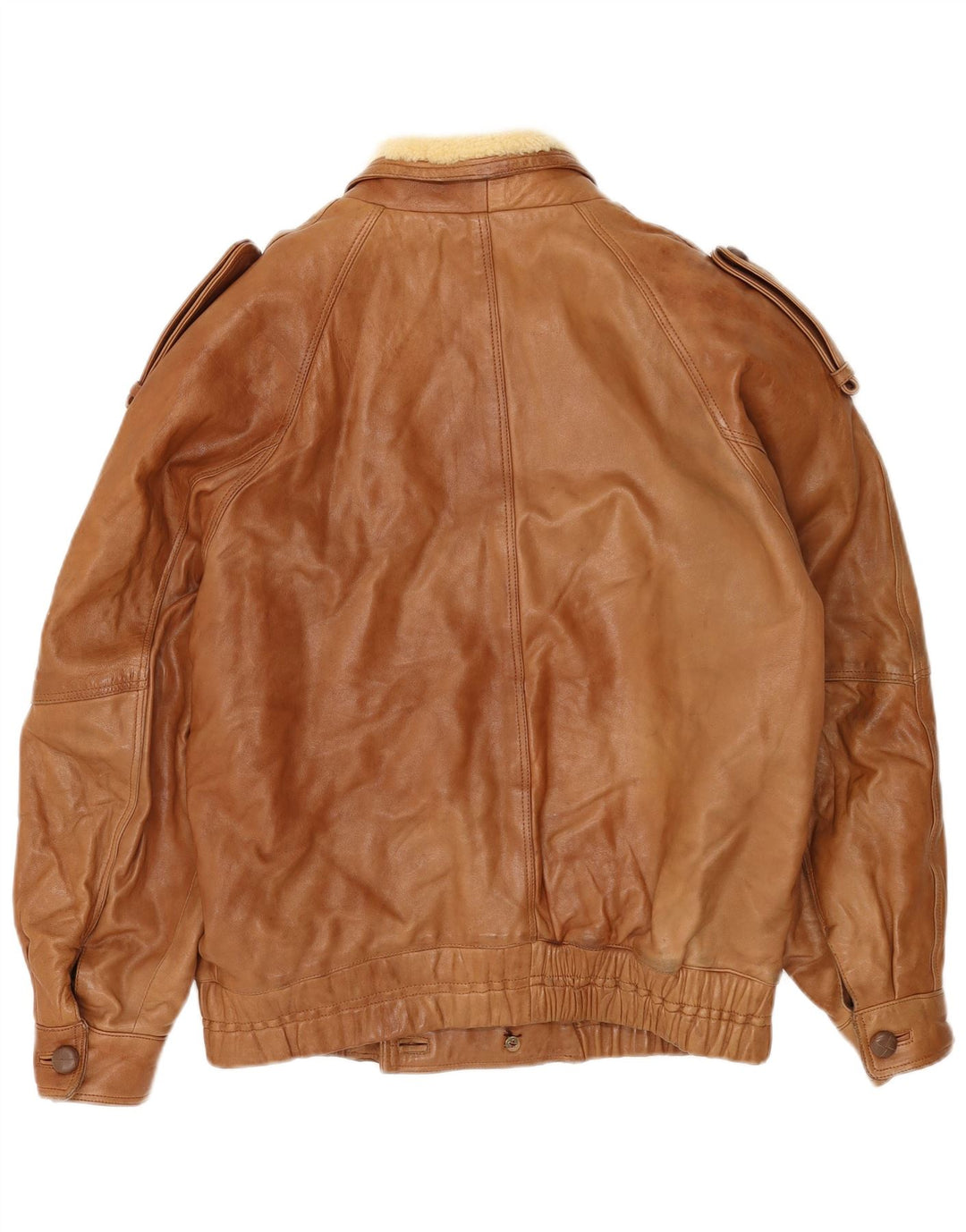 Jaqueta vintage masculina militar com peito duplo Reino Unido 40 couro bege grande