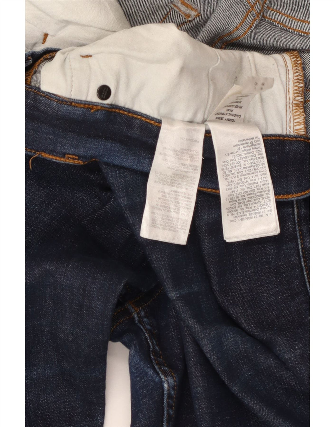 Jeans retos femininos TOMMY HILFIGER W36 L32 azul marinho algodão