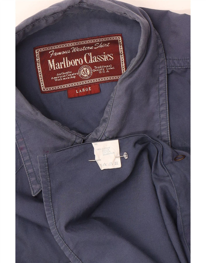 Camisa masculina Marlboro Classics grande algodão azul marinho