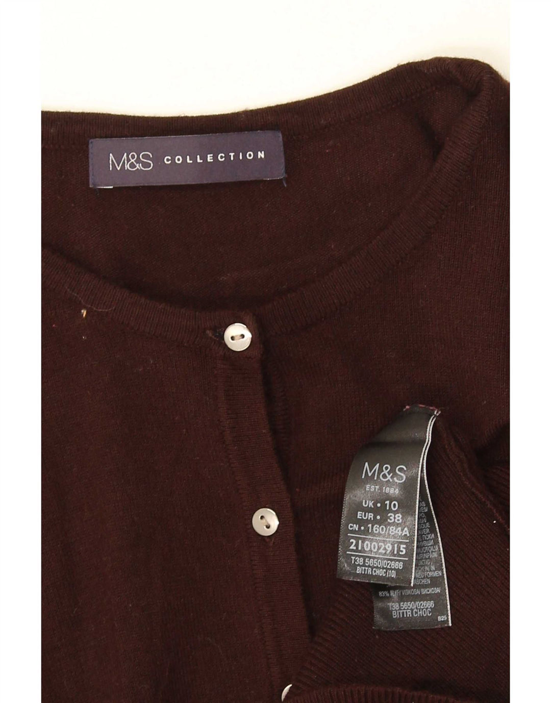 Suéter cardigã feminino Marks & Spencer UK 10 pequeno marrom viscose