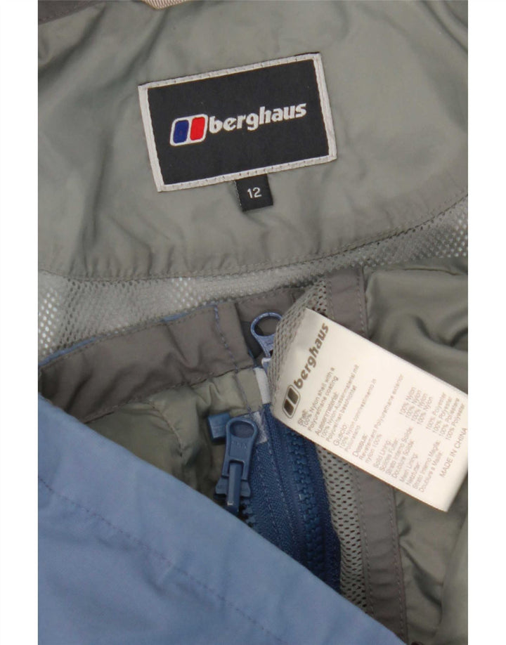 Jaqueta de chuva feminina com capuz Berghaus UK 12 nylon azul médio