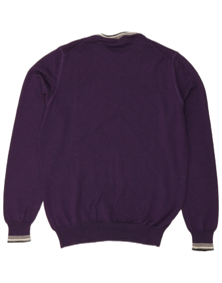 Suéter masculino TRUSSARDI JEANS com gola redonda de lã roxa média