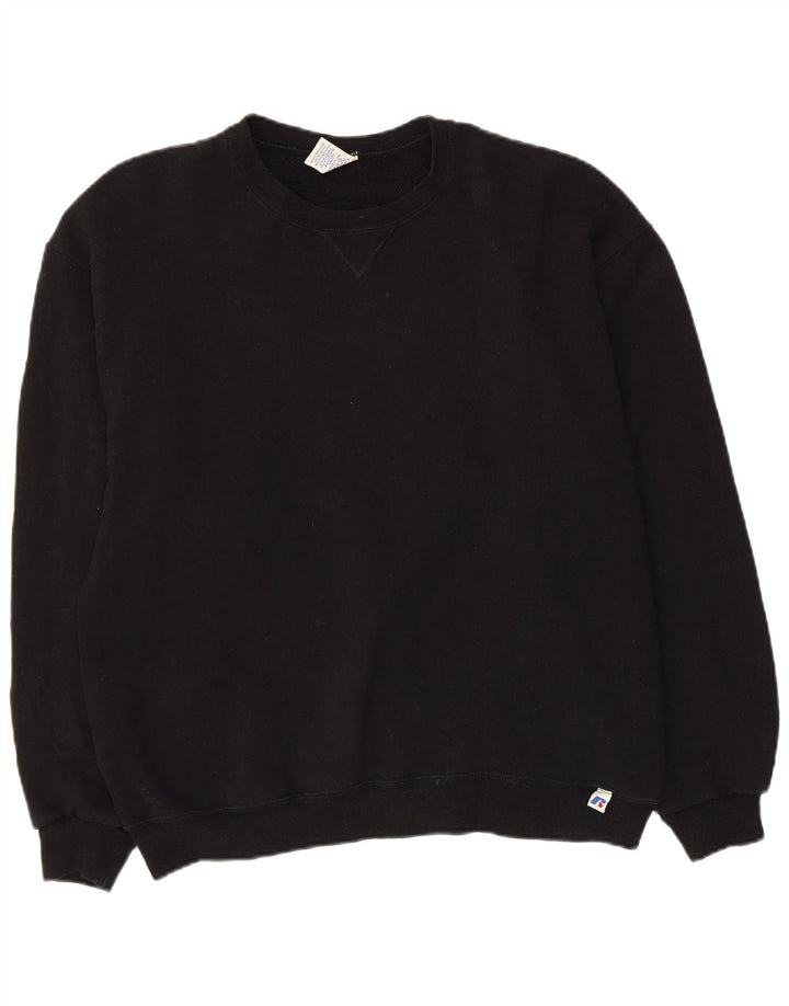 Russell Athletic feminino moletom jumper UK 16 grande algodão preto