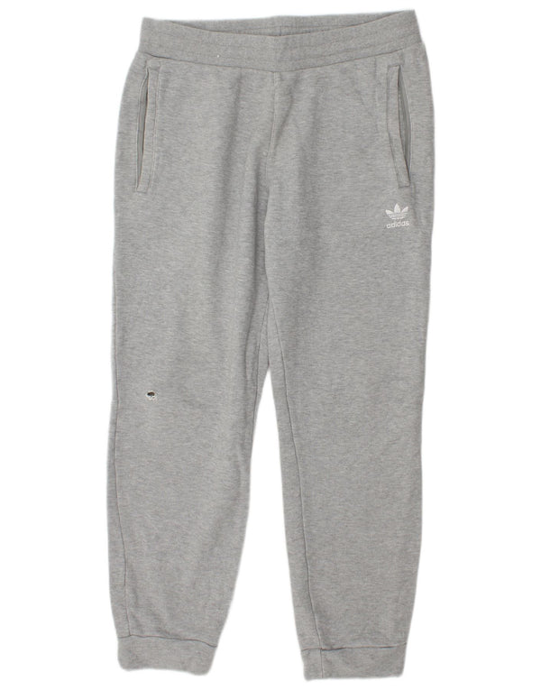Calças de treino masculinas Adidas Joggers grandes de algodão cinza