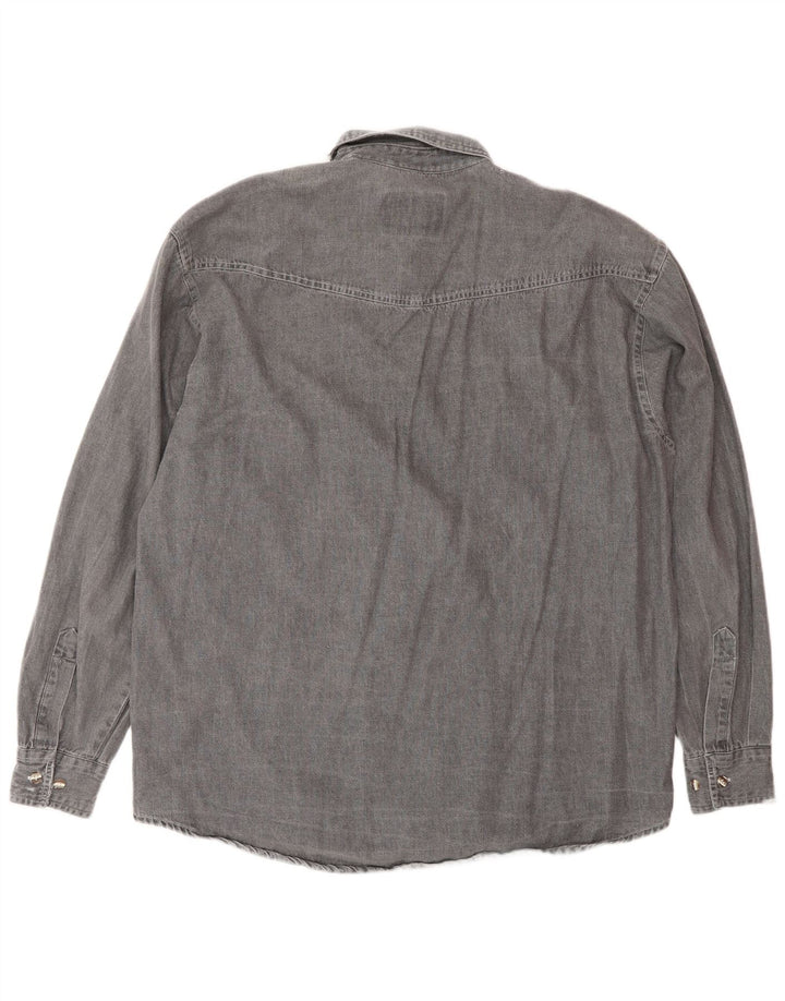 Camisa jeans masculina vintage cinza médio