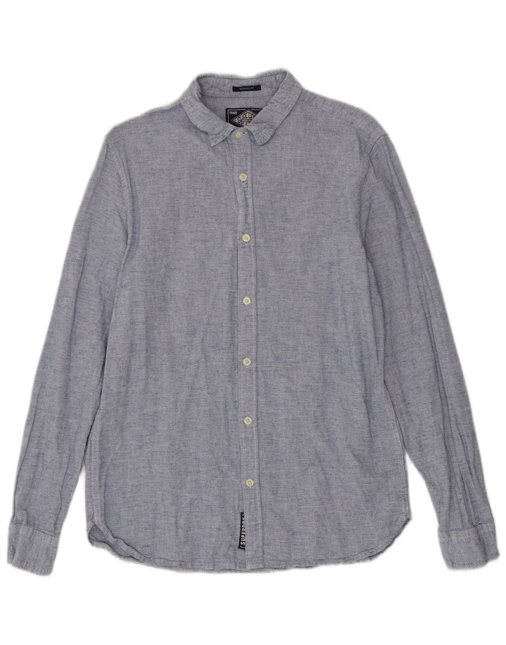 Camisa masculina Superdry Regular Fit grande algodão azul