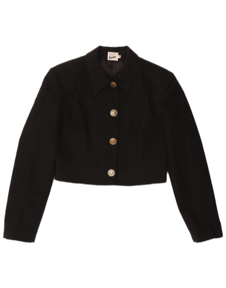 Jaqueta Bolero Feminina VINTAGE IT 42 Viscose Preta Média